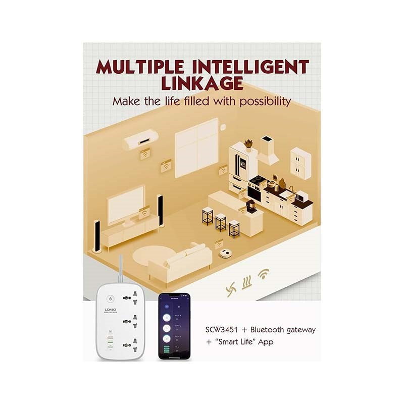 لدنيو كابل تمديد طاقة ذكي بتقنية واى فاى مزود بثلاثة مقابس، ومنفذ شحن سريع يو اس بى تايب سى بى دى، ومنفذين يو اس بى تايب ايه، ومنفذ كيو سى 3.0، ويعمل مع تطبيق ذكي لدنيو كابل تمديد طاقة ذكي بتقنية واى فاى مزود بثلاثة مقابس، ومنفذ شحن سريع يو اس بى تايب سى بى دى، ومنفذين يو اس بى تايب ايه، ومنفذ كيو سى 3.0، ويعمل مع تطبيق ذكي